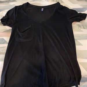 Black suede V-neck